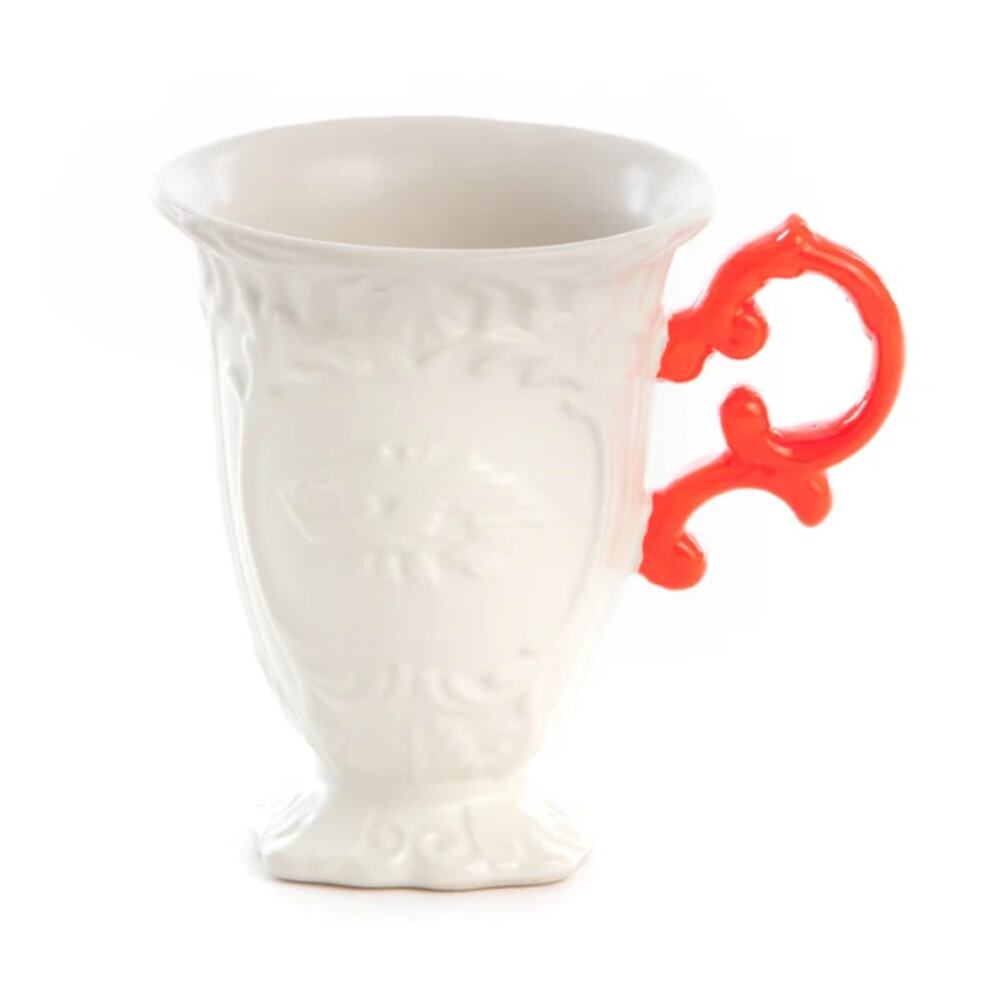 SELETTI I*Wares I*Mug Porcelain Mug Orange Handle NEW IN BOX